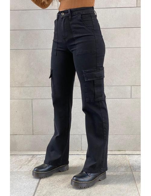 Pantalón cargo cintura alta negro