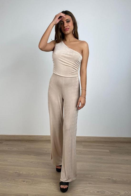 Beige asymmetric jumpsuit