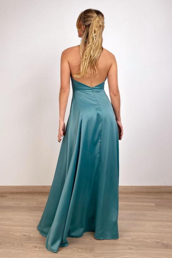 Long satin dress with green...