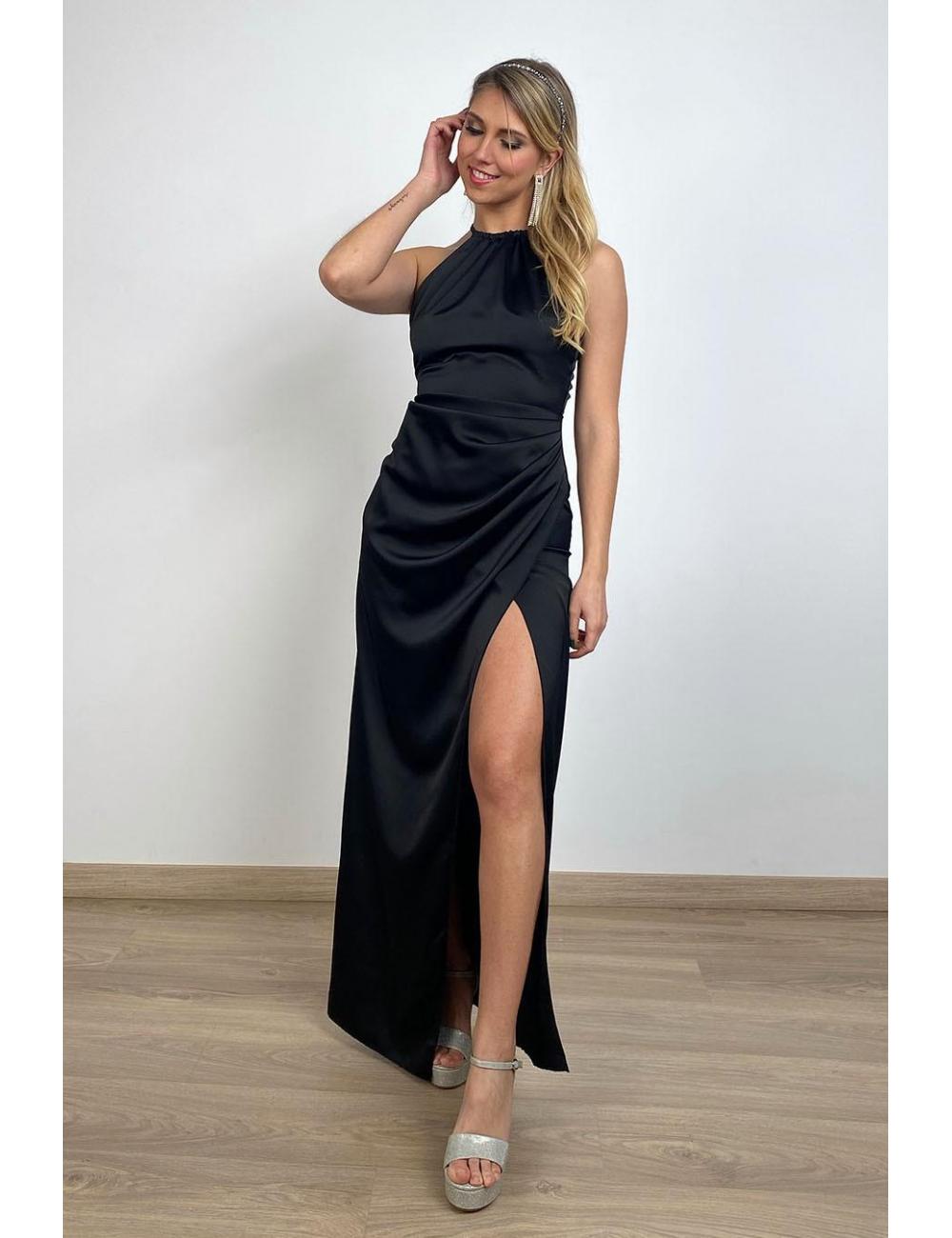 Adjustable Slit Satin Dress