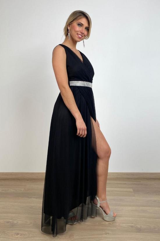 Black tulle midi dress