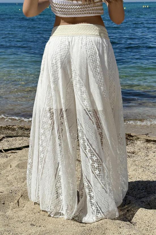 White lace culotte trousers