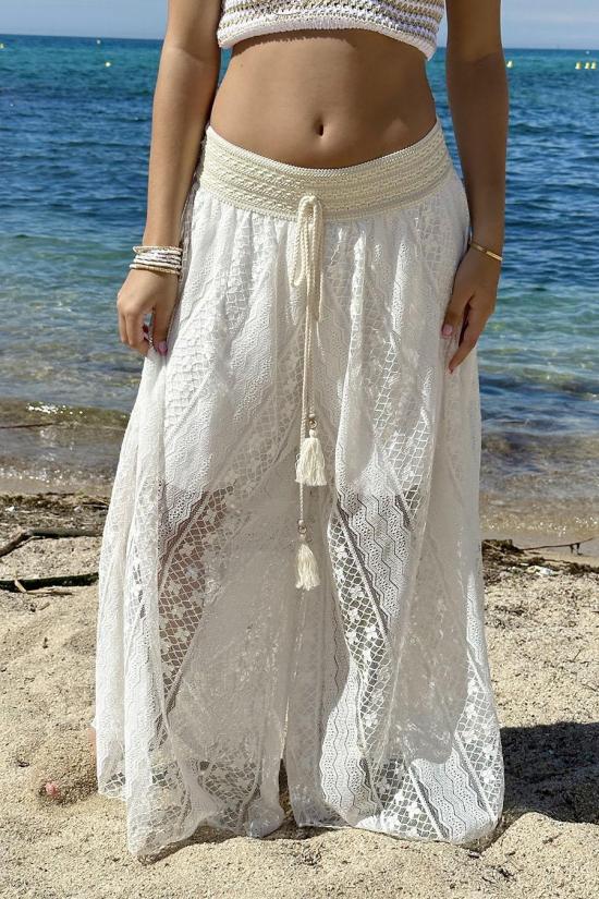 White lace culotte trousers