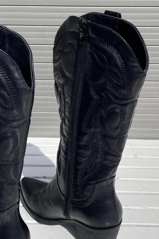 Black high top cowboy boot