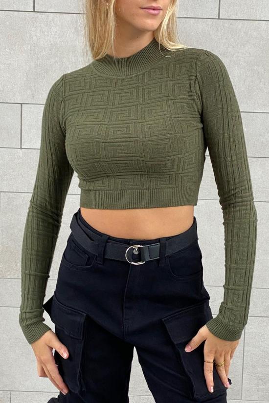 Khaki green textured jumper