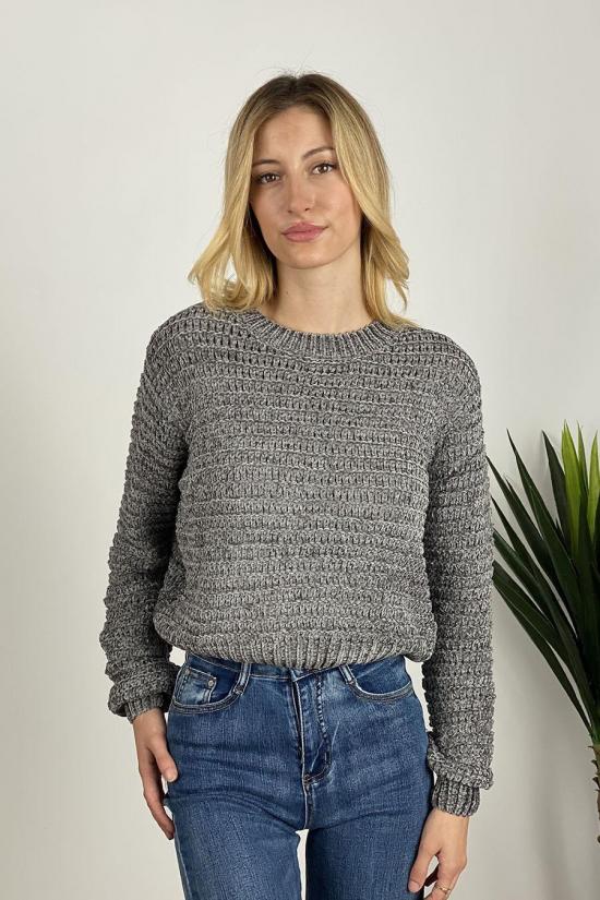 Jersey chenille corto gris