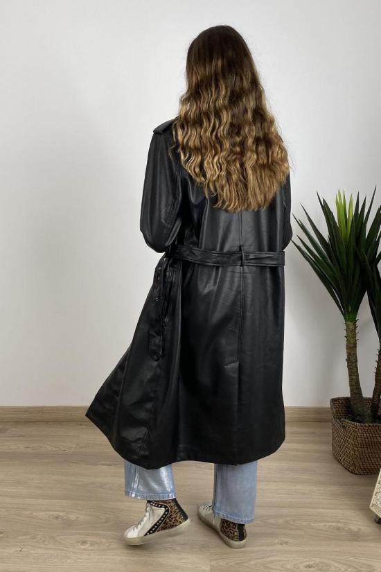 Black leather effect trench...