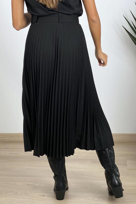 Falda larga plisada negro