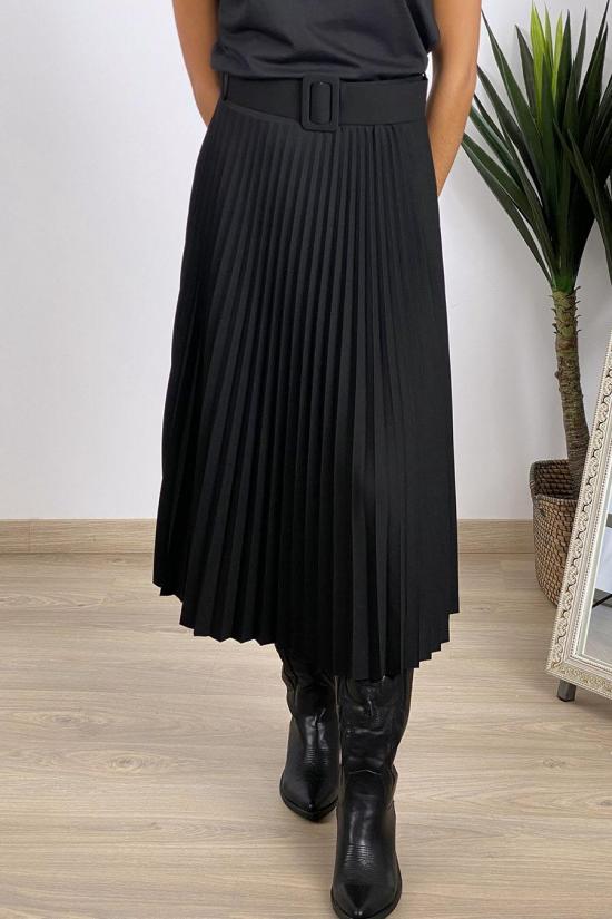 Falda larga plisada negro