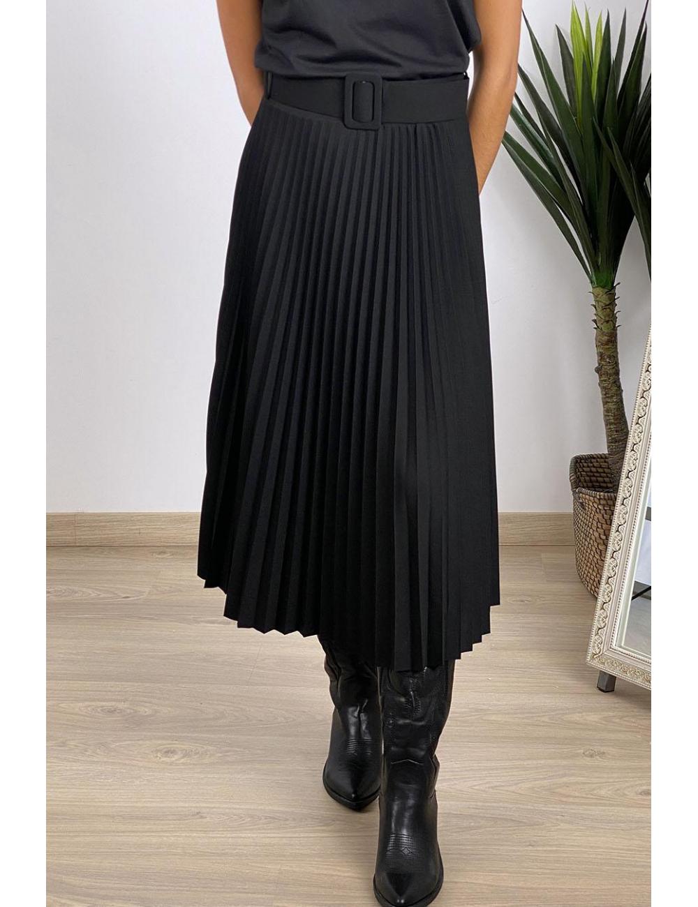 Black pleated skirt clearance long