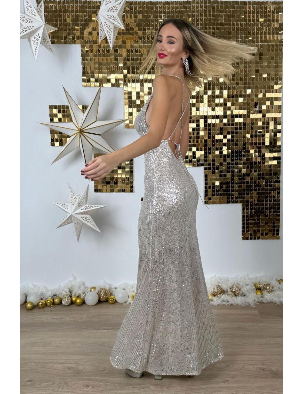 Silver maxi hotsell sequin dress