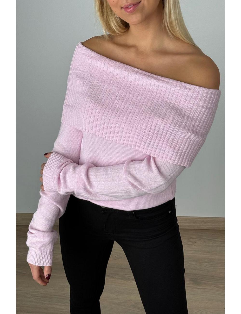 Pink 2024 bardot jumper