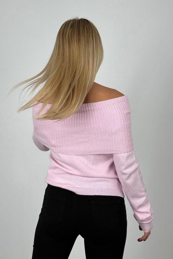 Pink bardot neck jumper