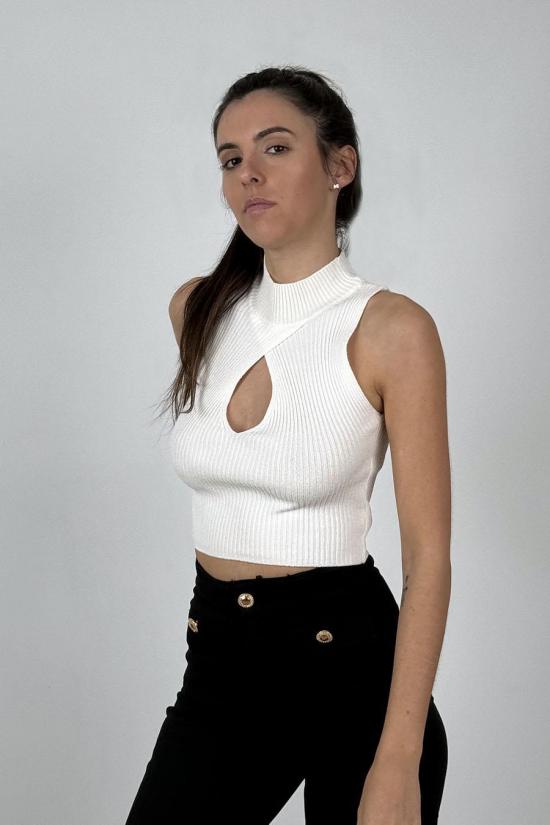 Crop top ribbed white