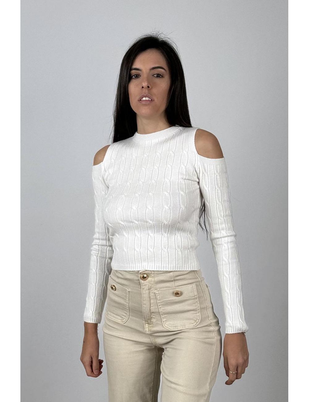 White cold shoulder online jumper