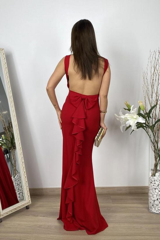 Red long fitted dress