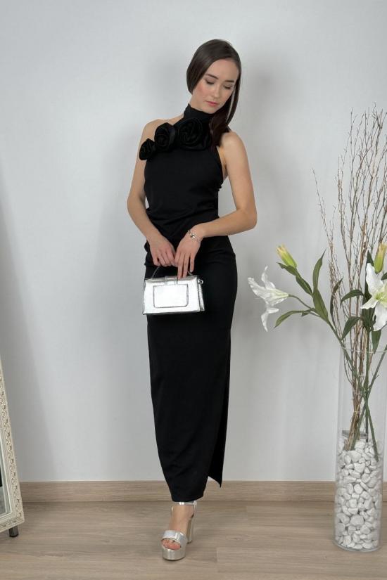 Long black halterneck dress