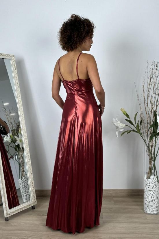 Long metallic burgundy dress