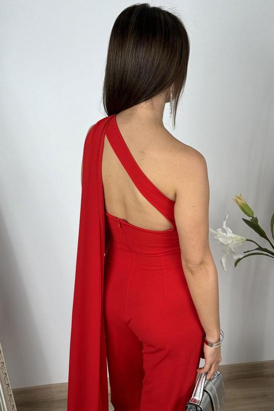 Red jumpsuit with cape