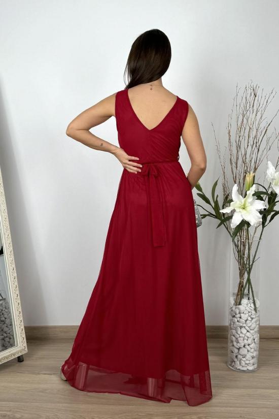 Long burgundy chiffon dress