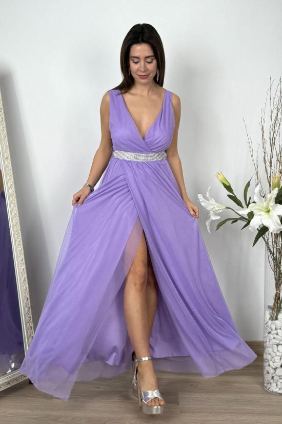 Long mauve chiffon dress