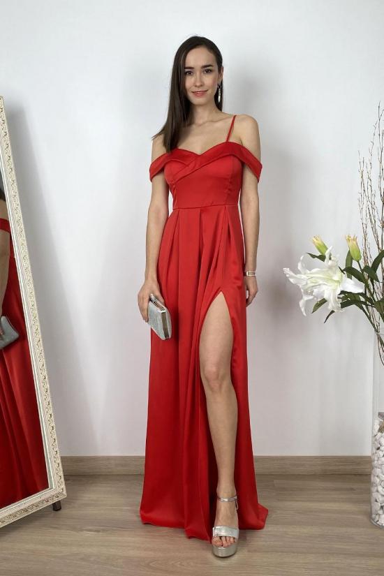 Red princess satin dress