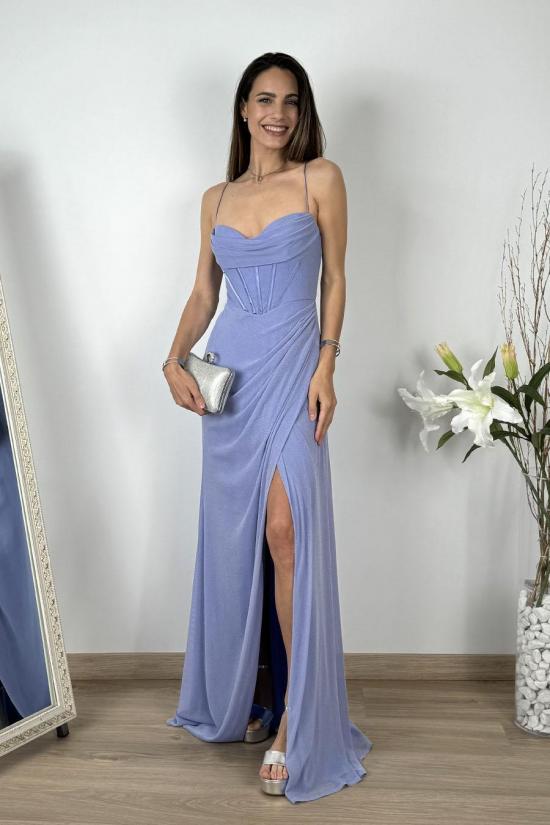 Long dress with mauve...