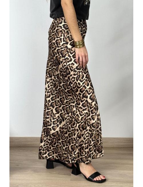 Falda leopardo larga