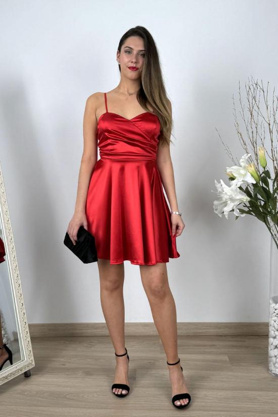 Short red satin flying dress