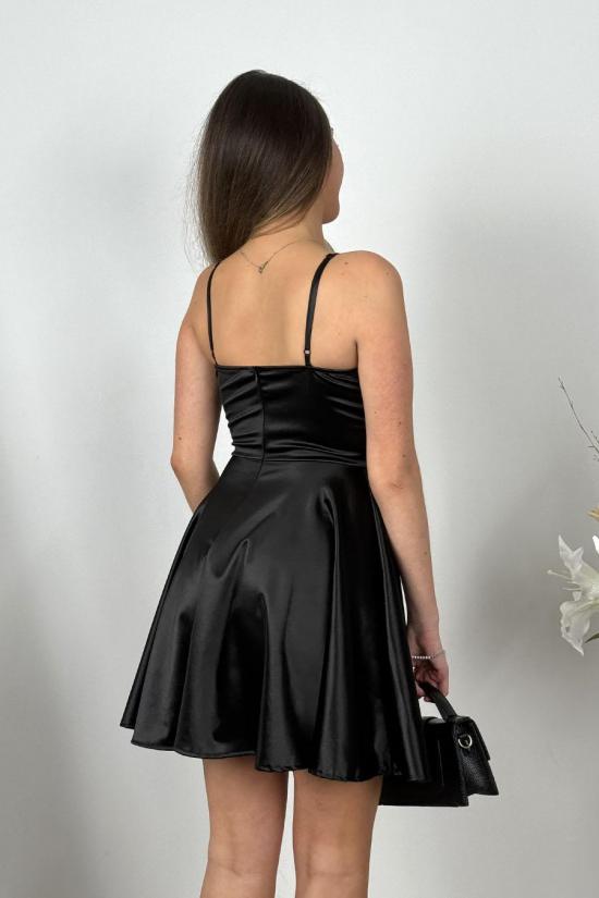 Short black satin flying dress