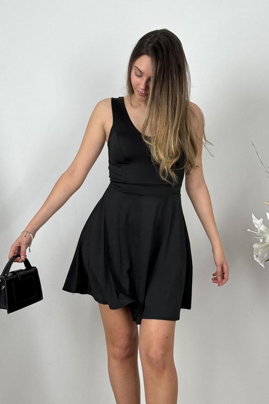 Short dress with black flounce