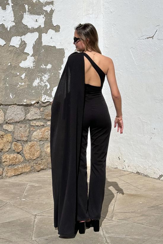 Black jumpsuit with cape