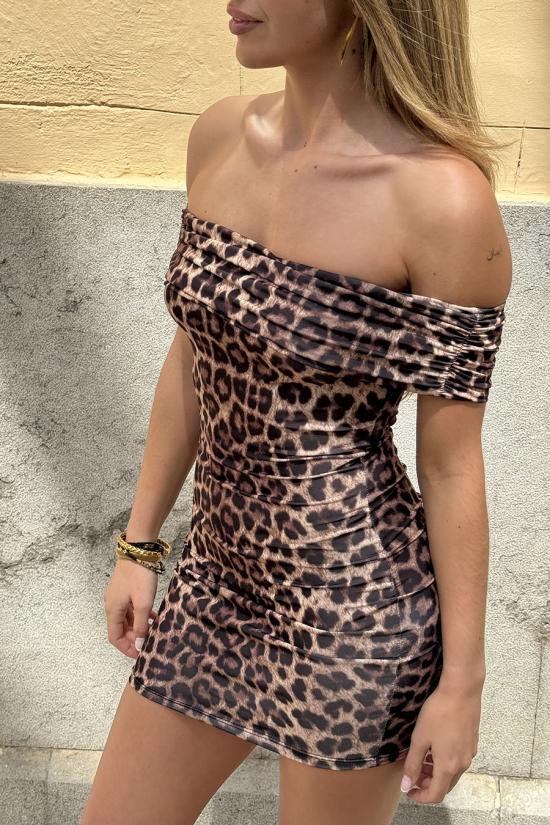 Short leopard bardot dress