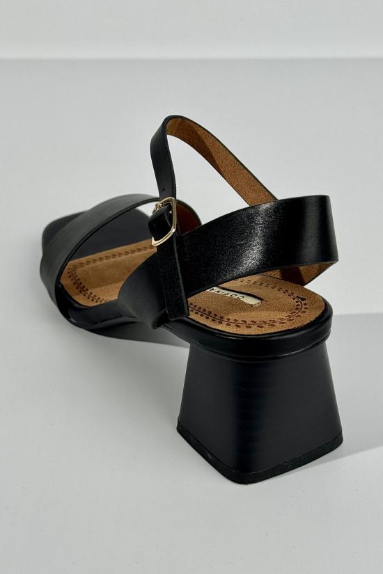 Black square heel sandal