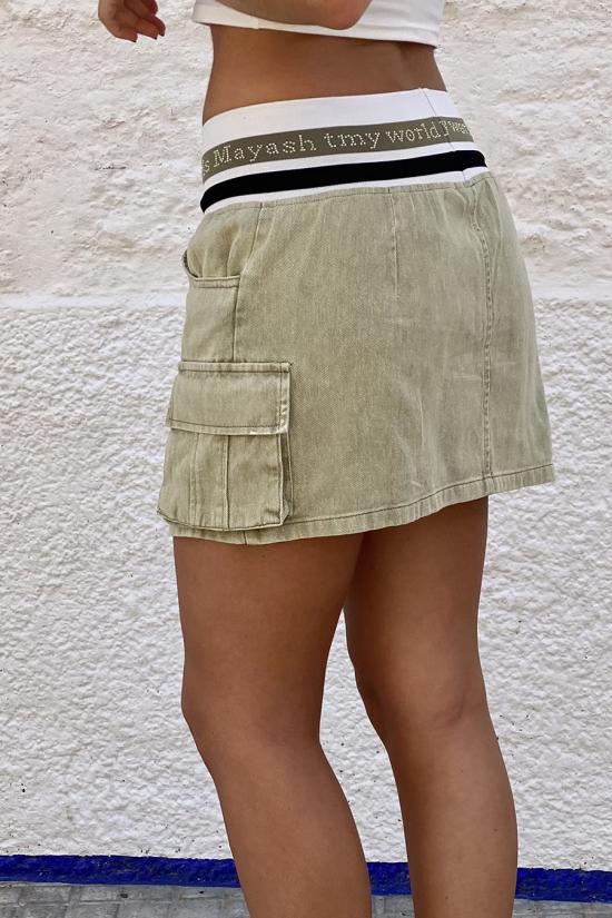 Khaki cargo skirt