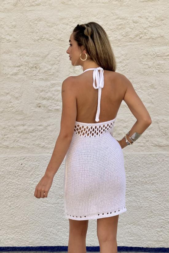 Short white crochet dress
