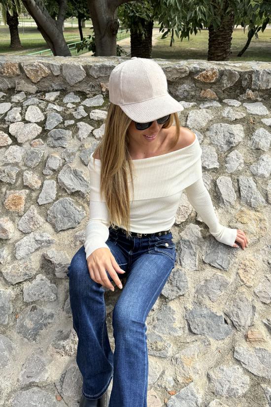 White bardot jumper