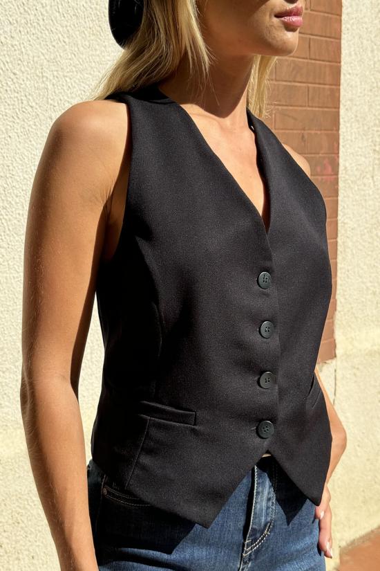 Black suit waistcoat