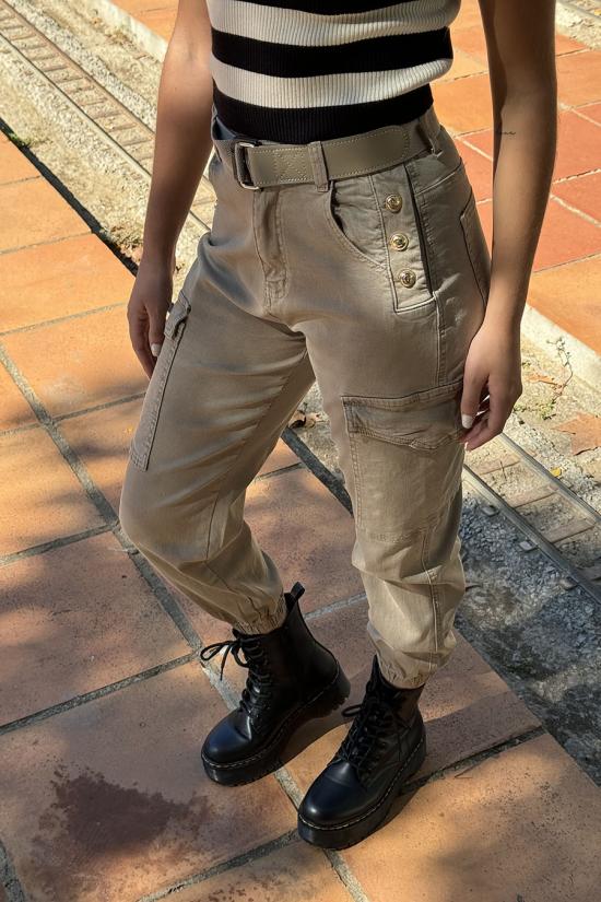 Beige cargo trousers with...