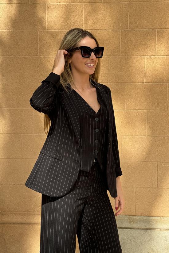 Black striped blazer