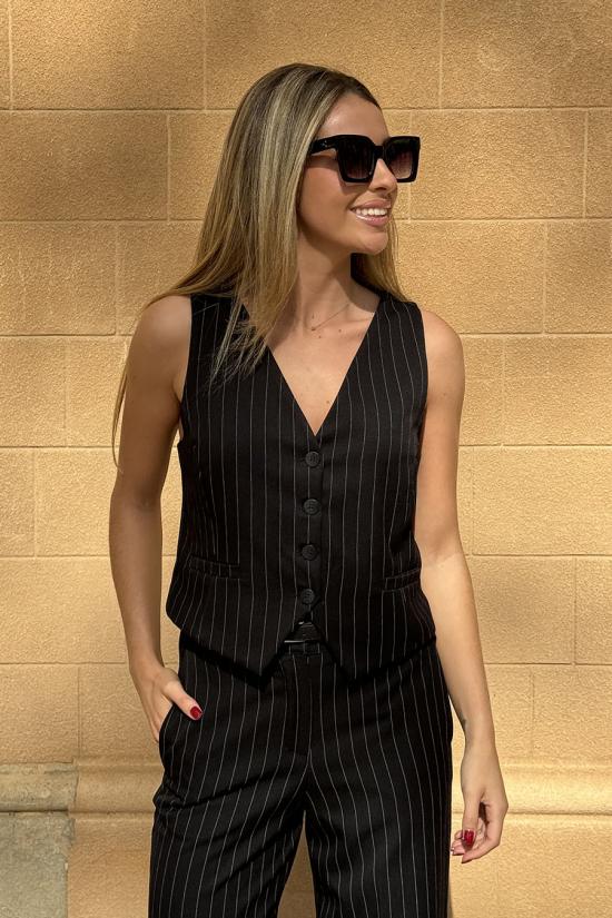 Black striped suit waistcoat