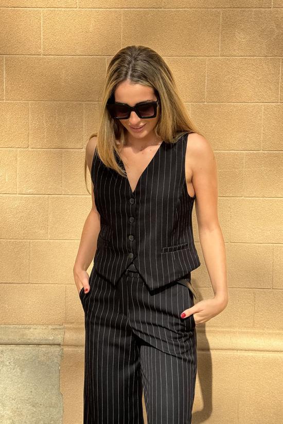 Black striped suit waistcoat