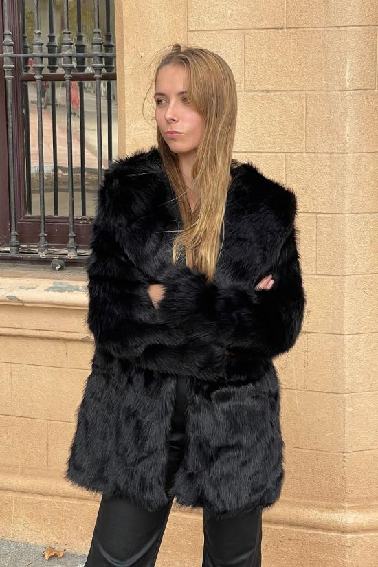 Black fur effect coat