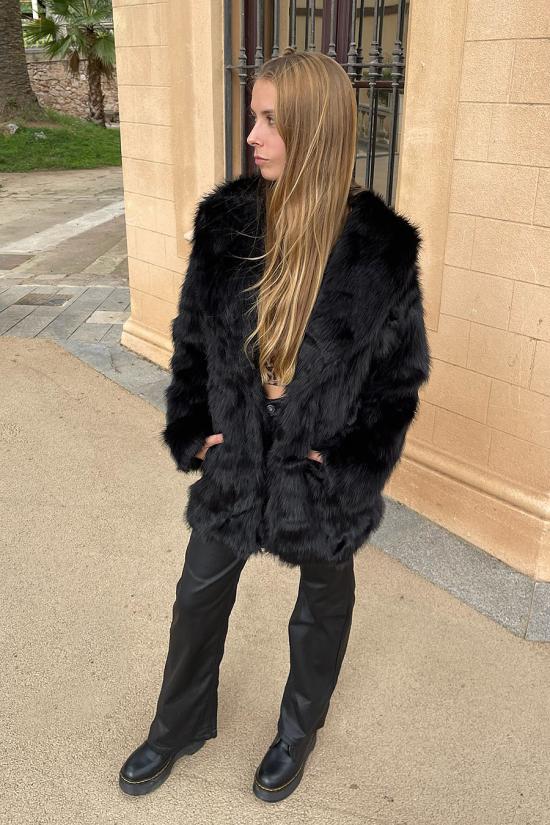 Black fur effect coat