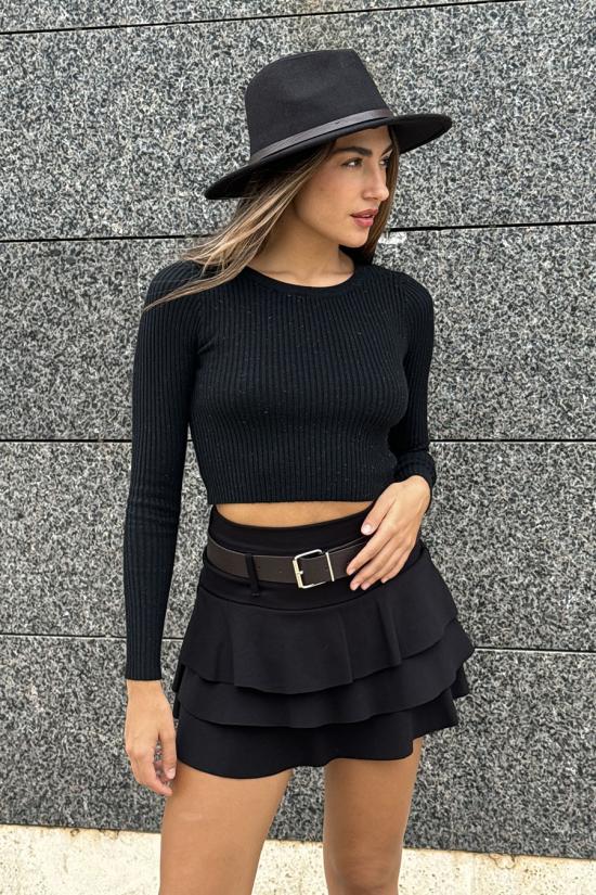 Black lurex ribbed sweater