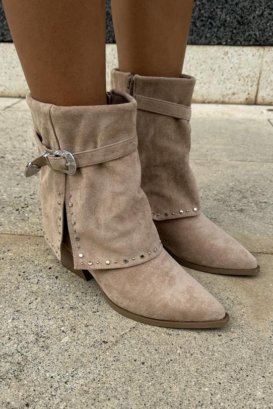 Beige low leg suede gaiter...