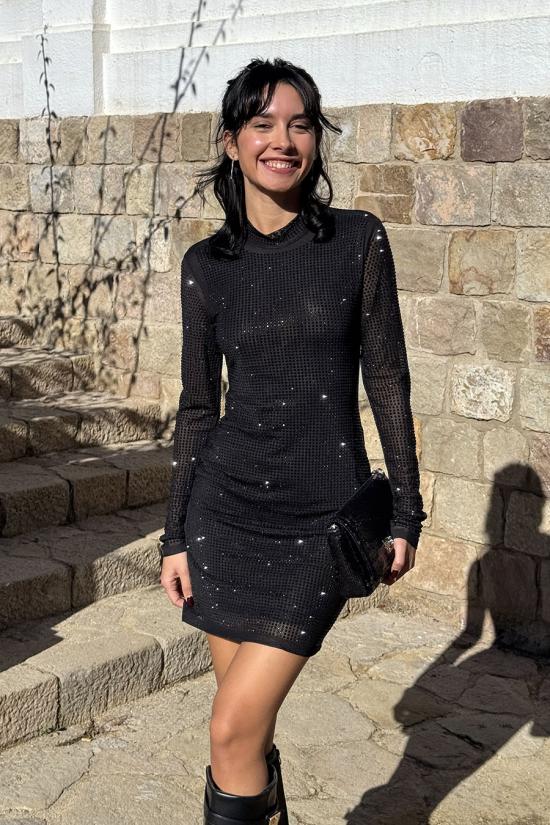 Short black shiny dress