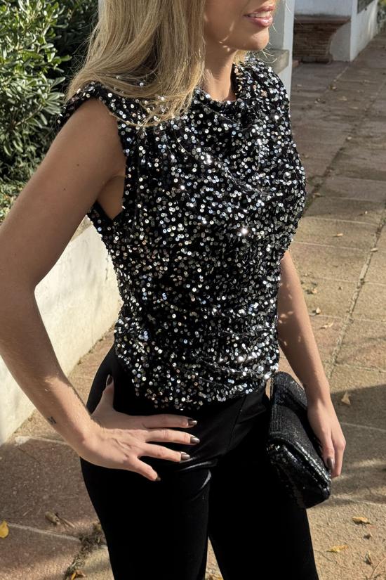 Black-silver sequined...