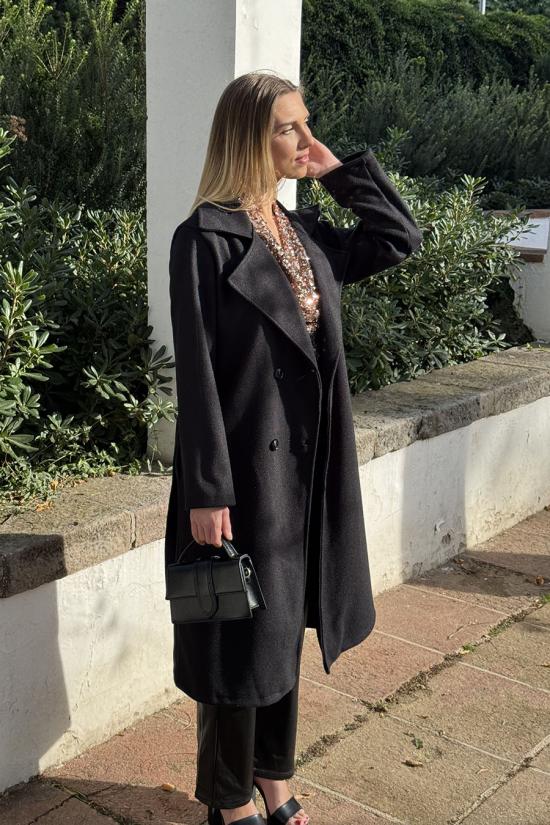 Long black cloth coat