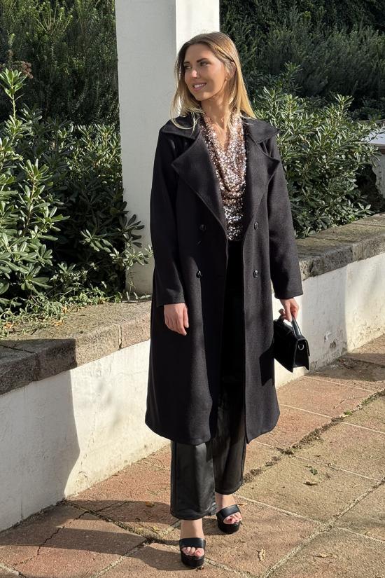 Long black cloth coat